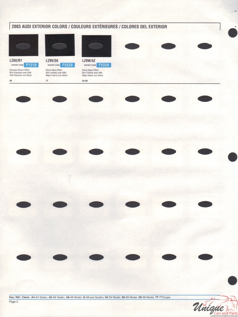 2003 Audi Paint Charts DuPont 2